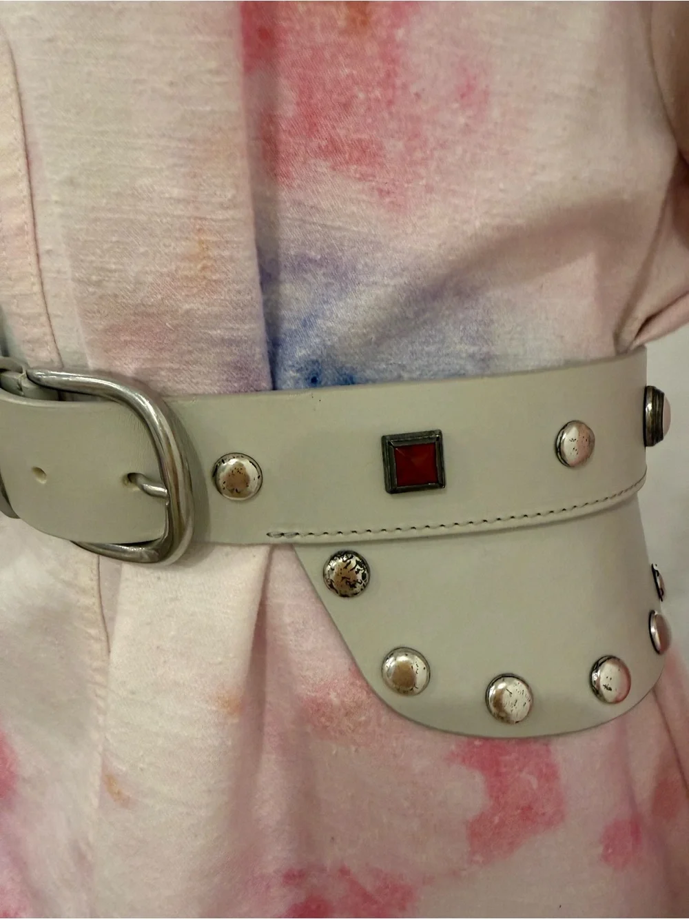 Isabel Marant Ivory Studded Leather Corset Waist Belt Size M NEW